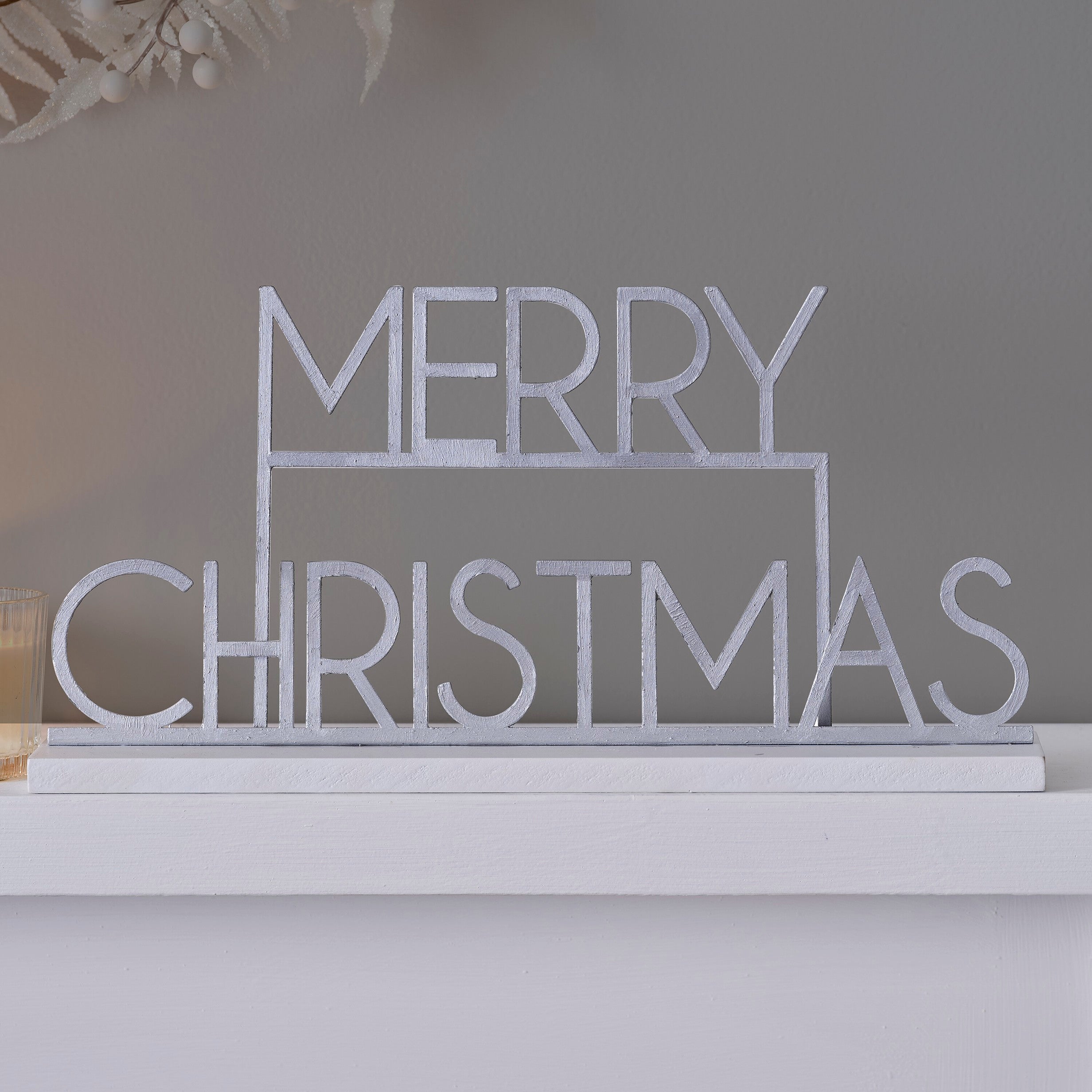 Merry Christmas in Silver Metal