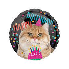 Balão Foil Happy Birthday Gato