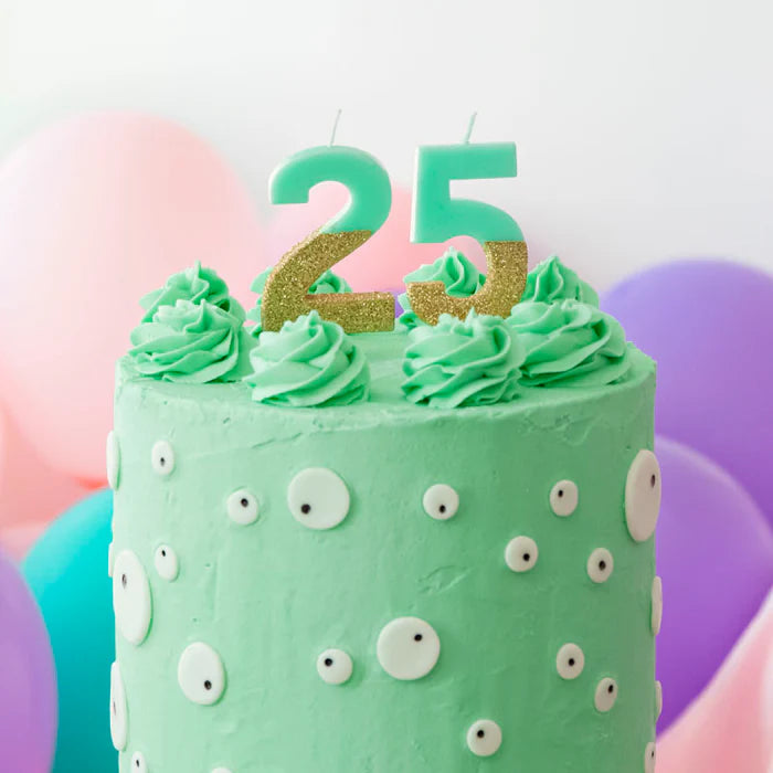 Mint and Gold Birthday Candle