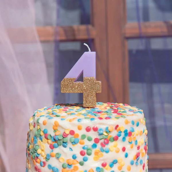 Lilac and Gold Birthday Candle