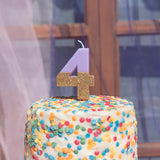 Vela de Aniversário Lilás e Dourado