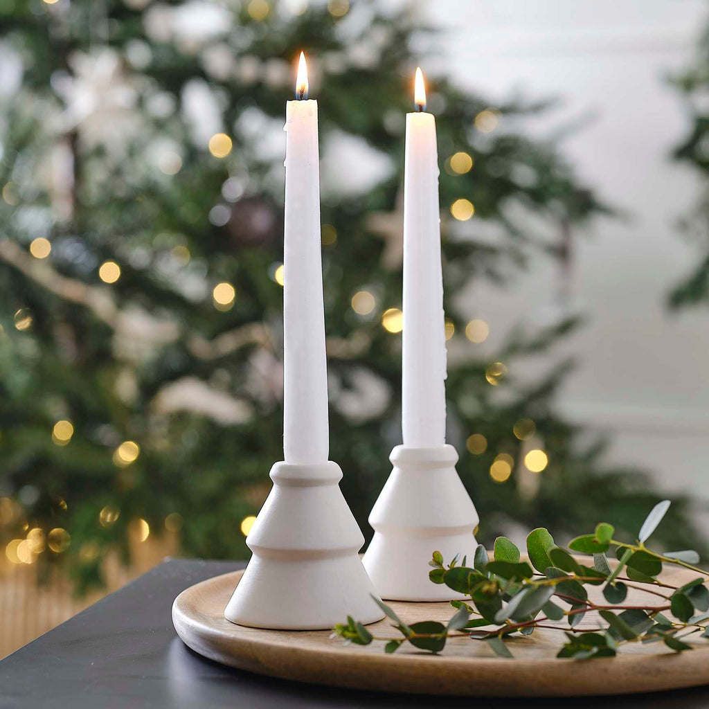 Castiçais Árvore de Natal Cerâmica Branca