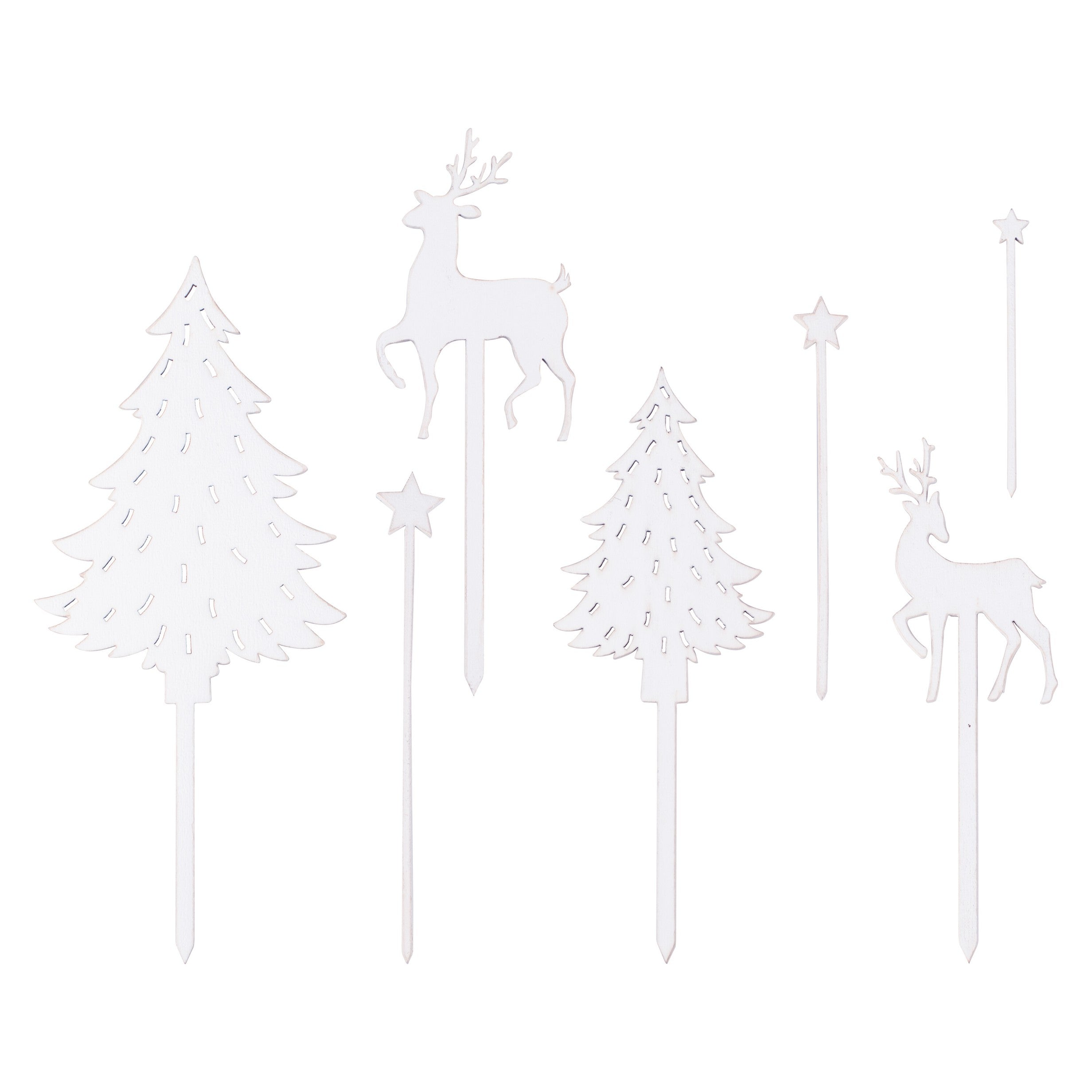 Wooden Christmas Cake Topper - White