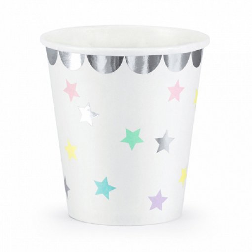 White Cups with Blue Stars