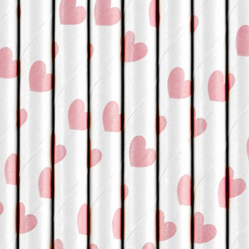 Pink card straws with polka dots