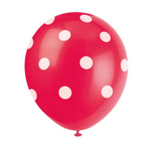 Balões Latex Estampados Bolas Vermelhos