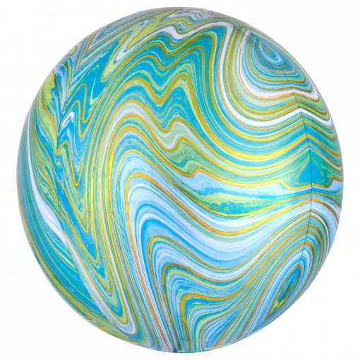 Balão Foil Orbz Marble Azul e Verde