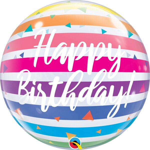 Balão Bubble Happy Birthday Rainbow