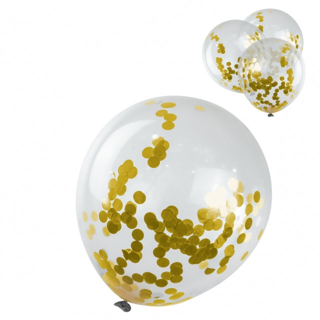 Balão Latex com Confettis Dourados