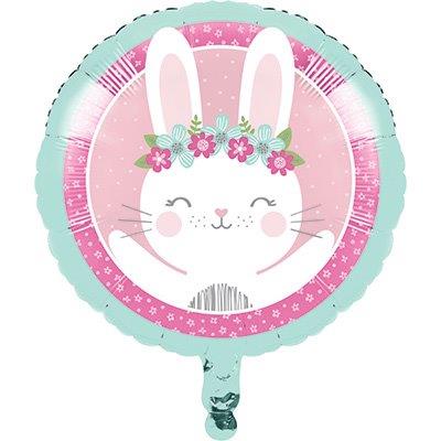Girl Bunny Round Foil Balloon