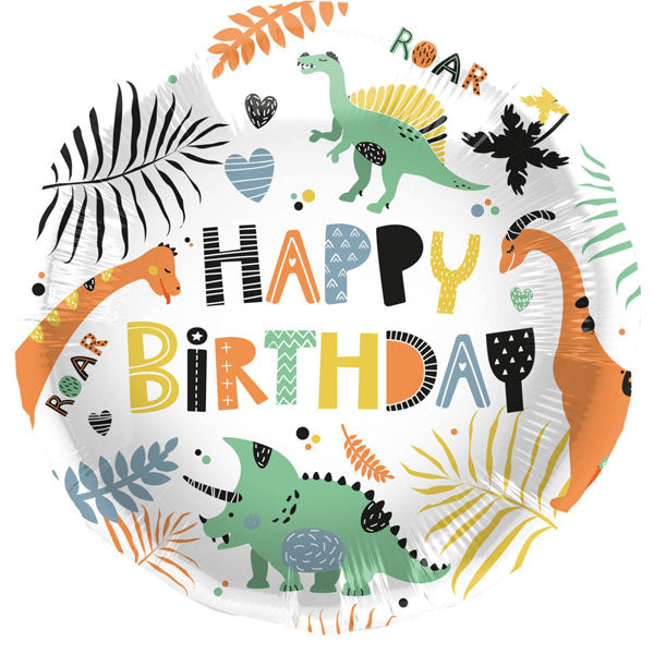 Balão Foil Happy Birthday Dinossauros
