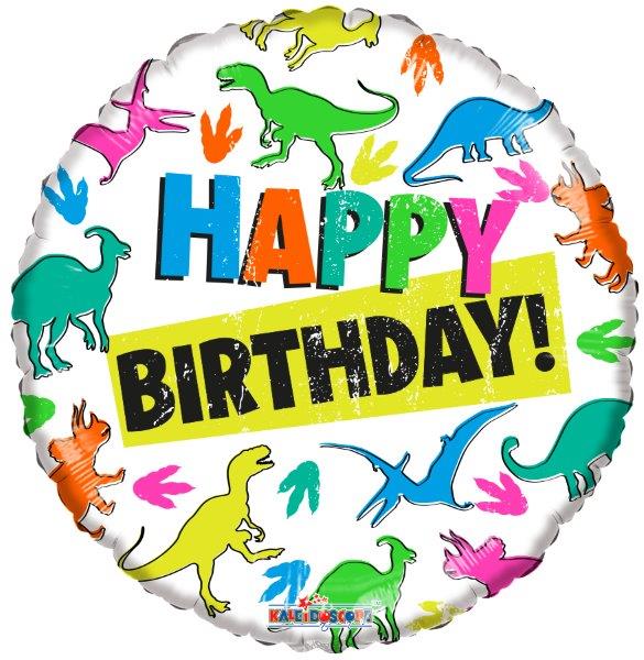 Balão Foil Happy Birthday Dinossauros