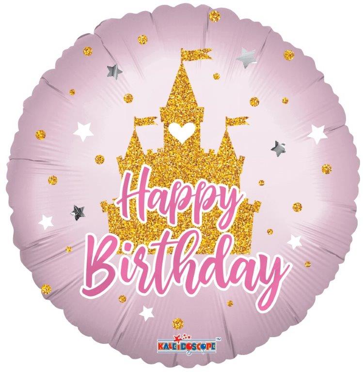 Balão Foil Happy Birthday Castelo da Princesa