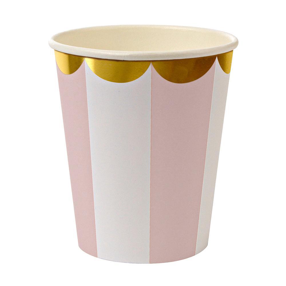 Pastel Pink Stripe Cups