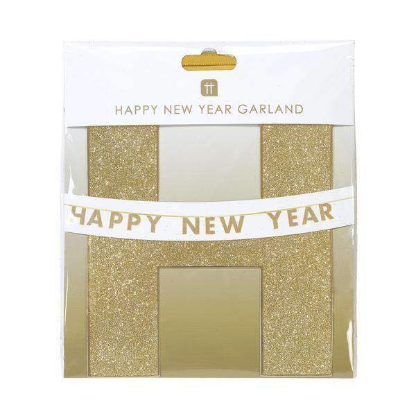 Grinalda Happy New Year Dourada (Glitter)