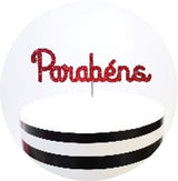 Topo de bolo Papel Glitter - Parabéns Vermelho