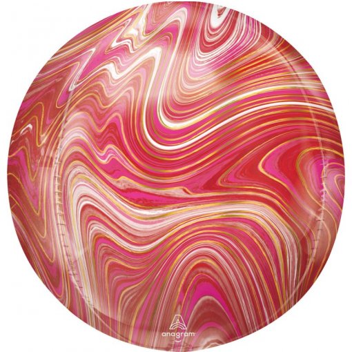 Balão Foil Orbz Marble Vermelho e Rosa