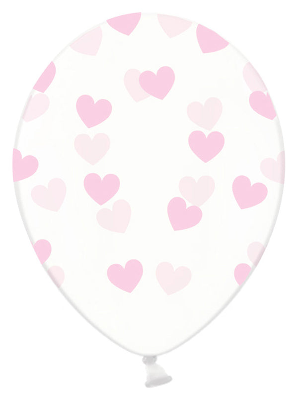 Balões Latex Estampados Corações Rosa