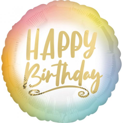 Balão Foil  Happy Birthday Pastel