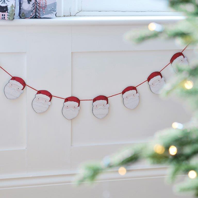 Wooden Santa Claus Garland