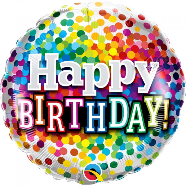 Balão Foil  Happy Birthday rainbow Confettis