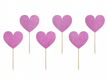 Cupcake Toppers Corações Rosa