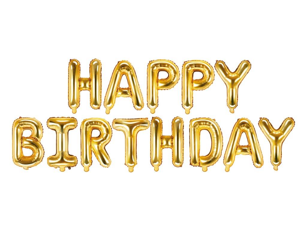 Grinalda Balão Foil Happy Birthday Gold