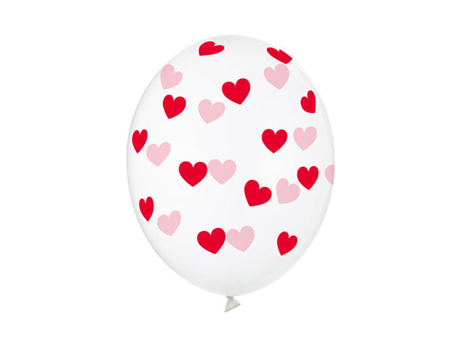 Balões Latex Estampados Corações Vermelhos