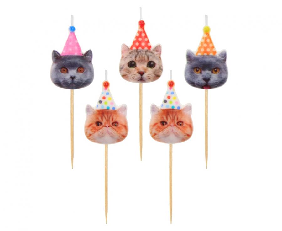 Velas Aniversário Gatos em Festa