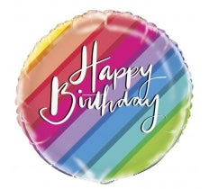 Balão Foil Arco Iris Happy Birthday - 45cm