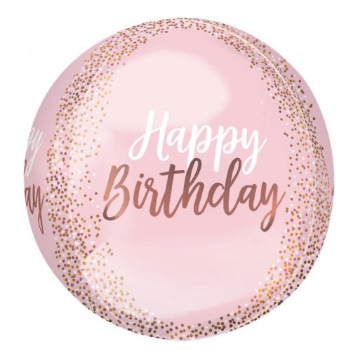 Balão Foil Orbz Happy Birthday Blush