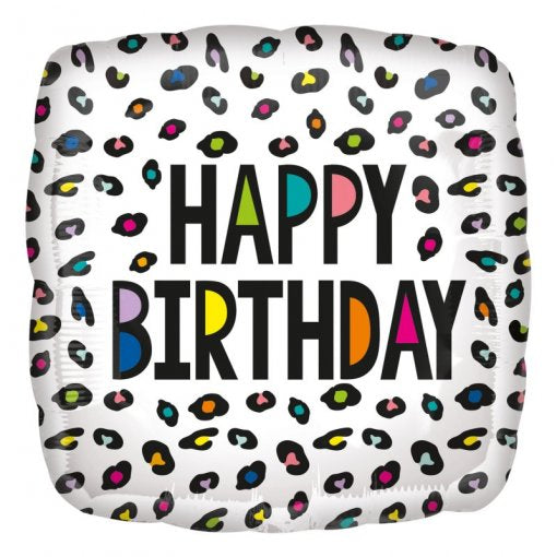 Balão Foil Happy Birthday Rainbow Leopardo