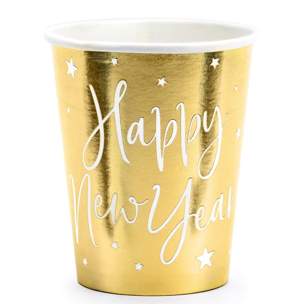White Cups with Golden Polka Dots