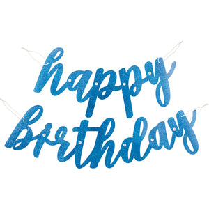 Banner Happy Birthday Holográfica Azul