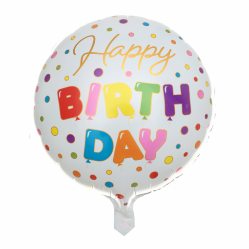 Balão Happy Birthday Bolinhas