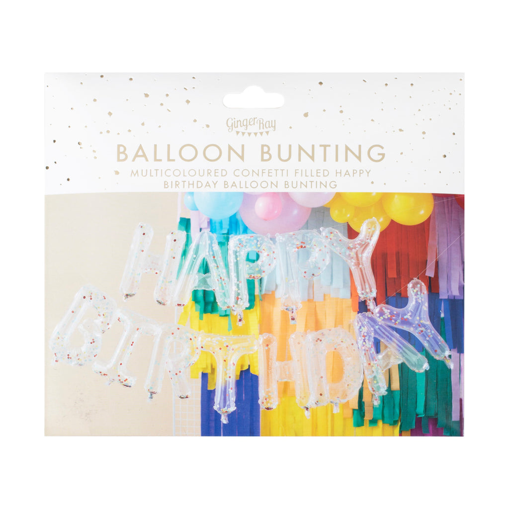 Grinalda Balões Foil Happy Birthday Confettis