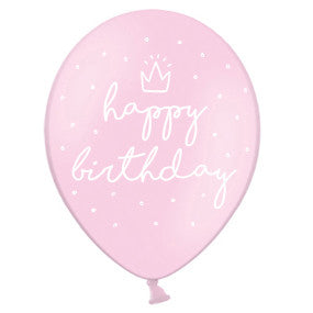 Balão Latex Estampado Happy Birthday Rosa