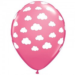 Latex Balloon Printed Clouds Pink