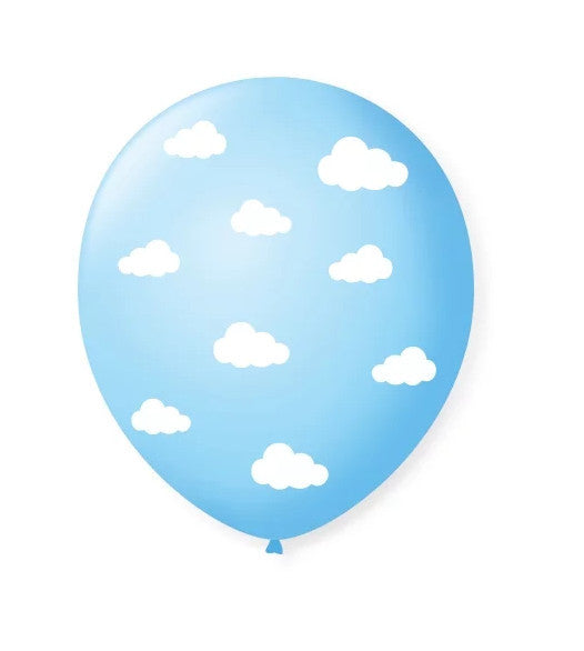 Balão Latex Estampado Núvens Azul