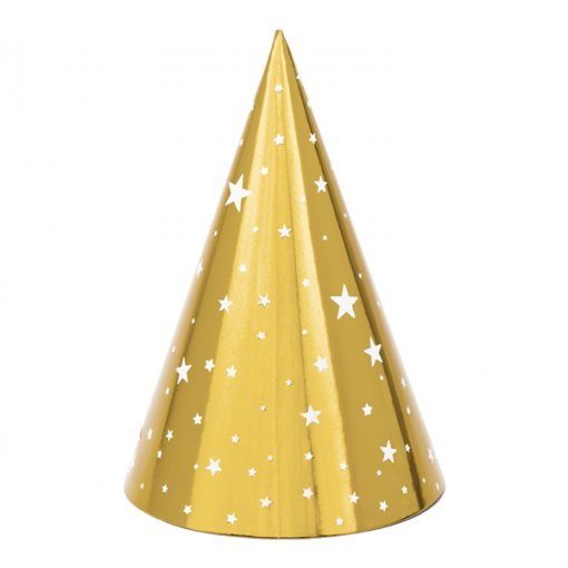 Chapéus de Festa Dourados com Estrelas Brancas