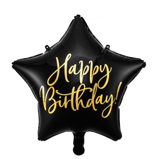 Balão Foil Happy Birthday Preto
