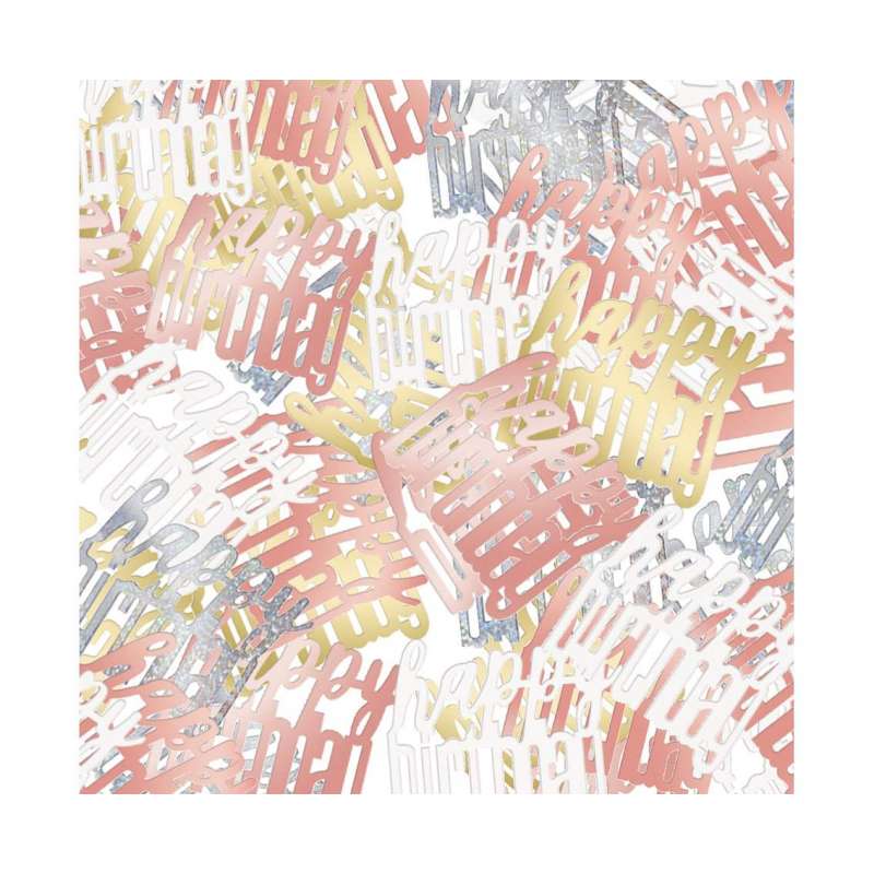 Confettis Happy Birthday Rose Gold
