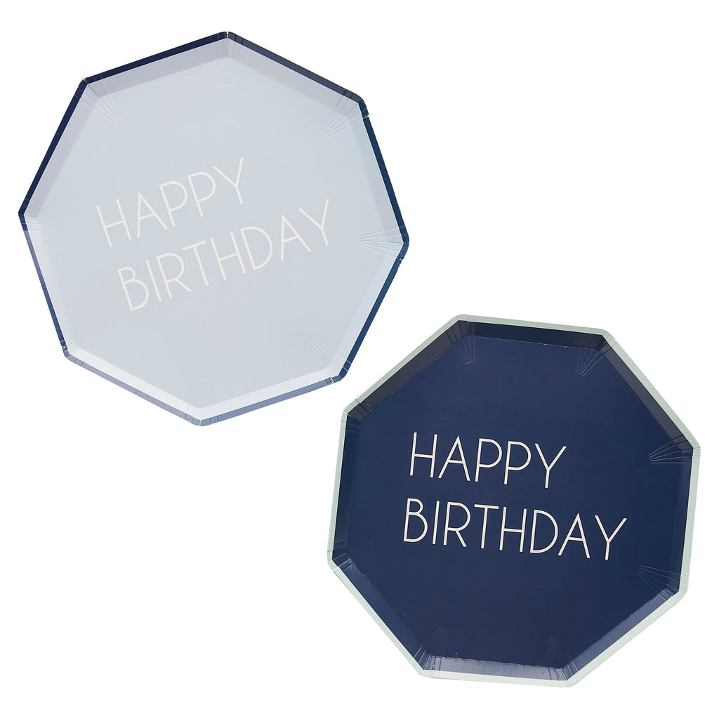 Pratos Happy Birthday Azul Navy
