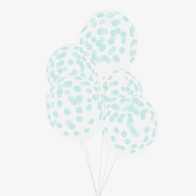 Balão Latex Estampado Transparentes com Bolinhas Azuis Água