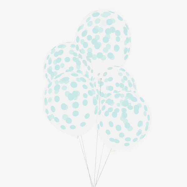 Transparent Printed Latex Balloon with Blue Polka Dots Water