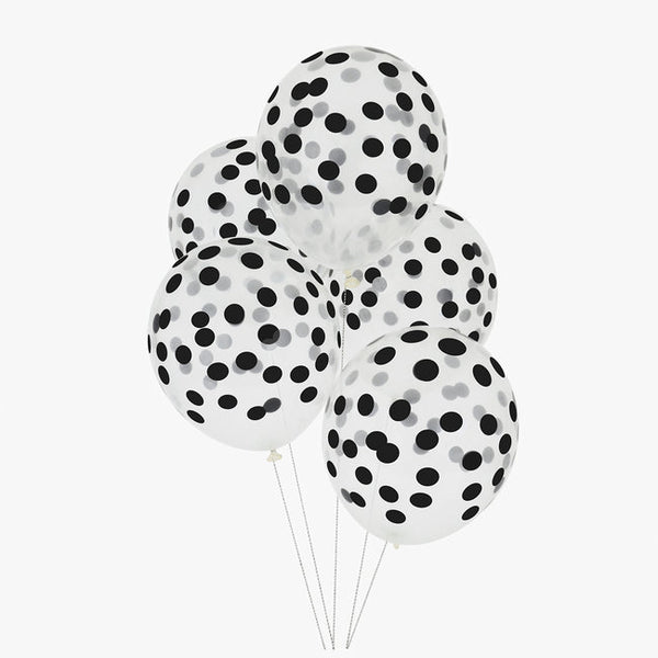 Balão Latex Estampado Transparente com Bolinhas Pretas