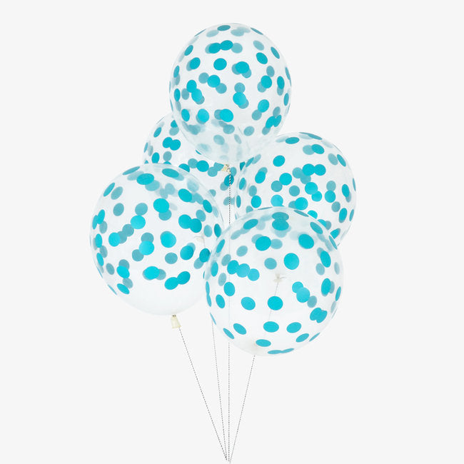 Balão Latex Estampado Transparentes com Bolinhas Azuis