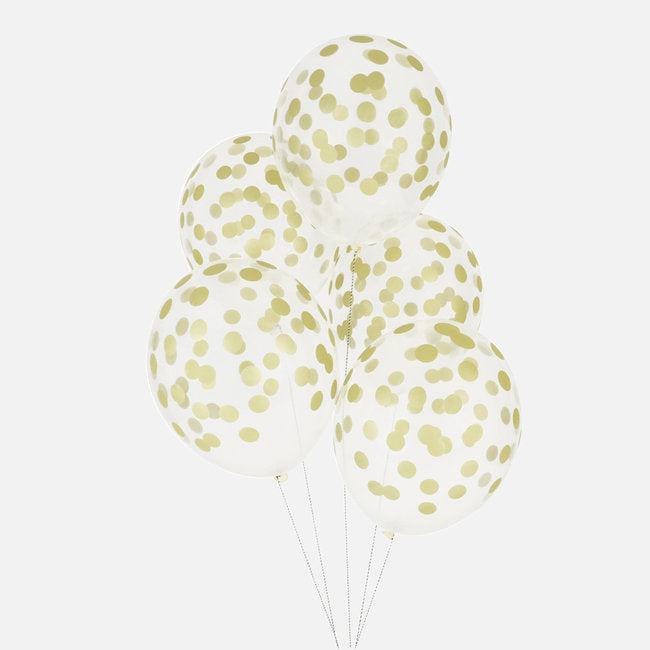Balão Latex Estampado Transparentes com Bolinhas Douradas