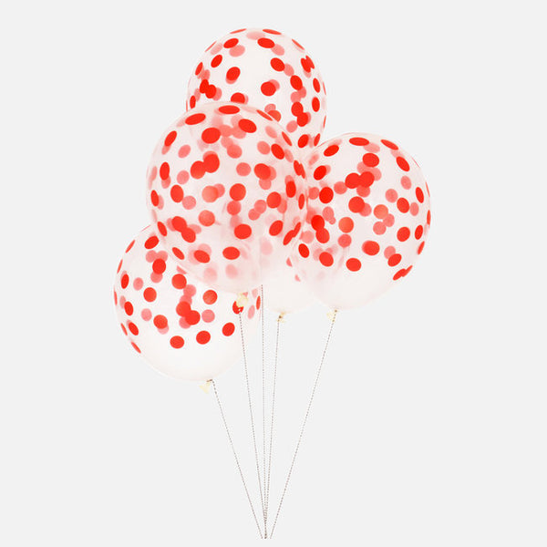 Balão Latex Estampado Transparente com Bolinhas Vermelhas