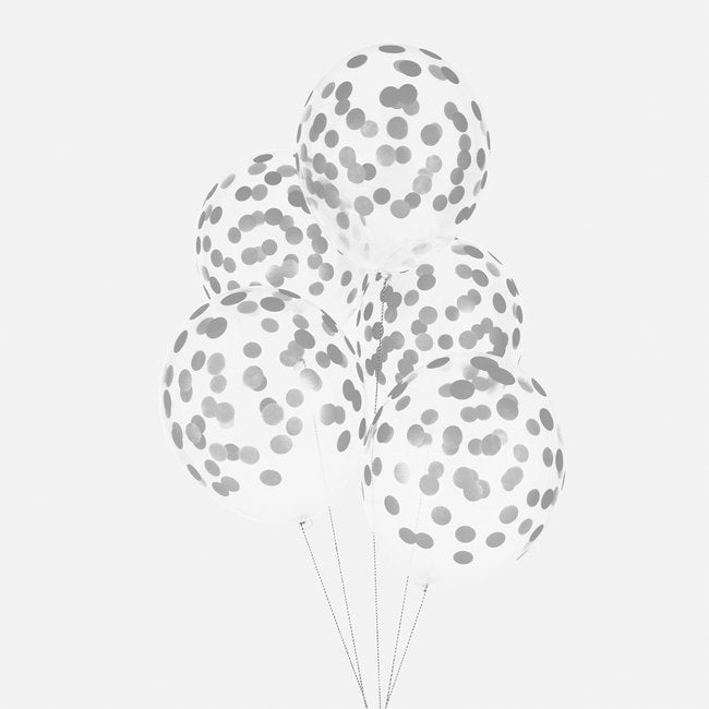 Transparent Printed Latex Balloon with Silver Polka Dots